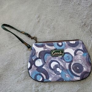 Coach Artistic Blue and Gray Wristlet